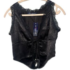 ONE CLOTHING BLACK TIE VEST TOP